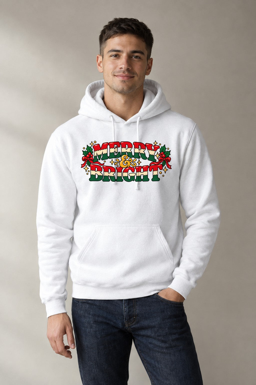 Merry & Bright Candy Stripe - White