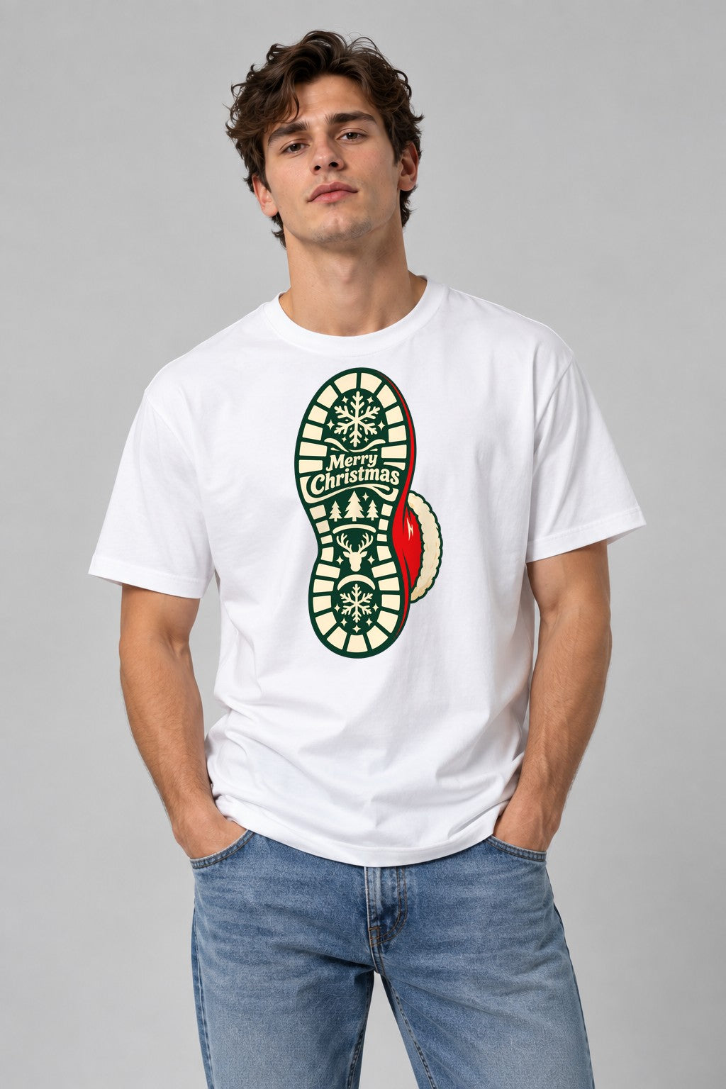 Merry Christmas Boot - White