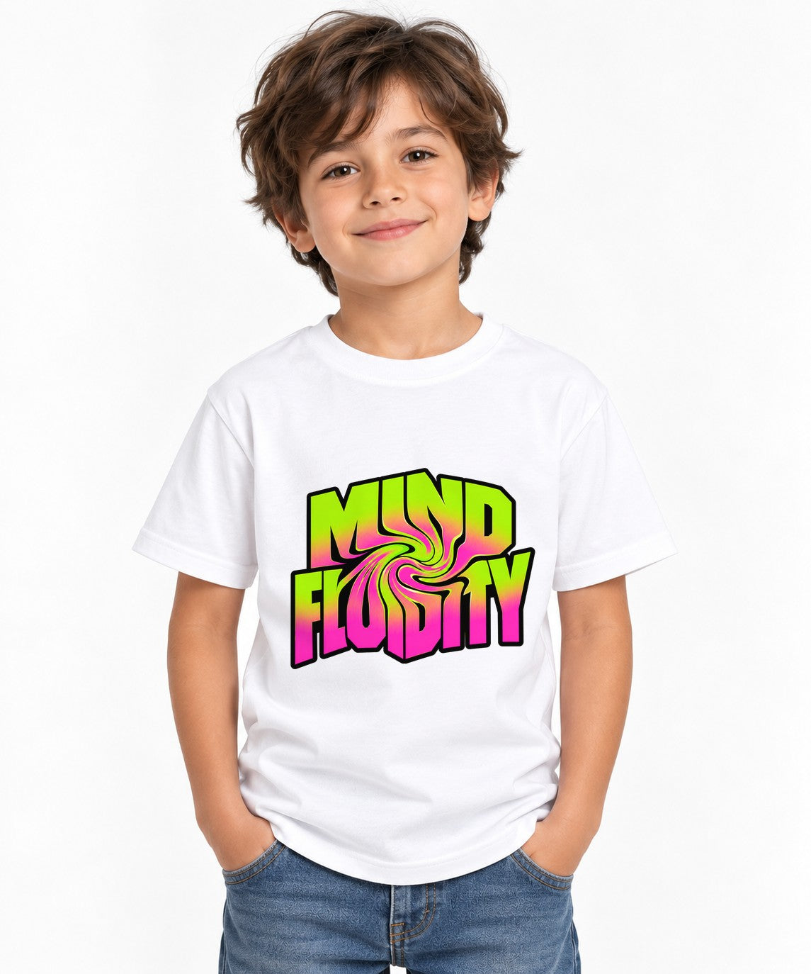 Mind Fluidity Psychedelic Trippy Swirl Graphic Tee - White