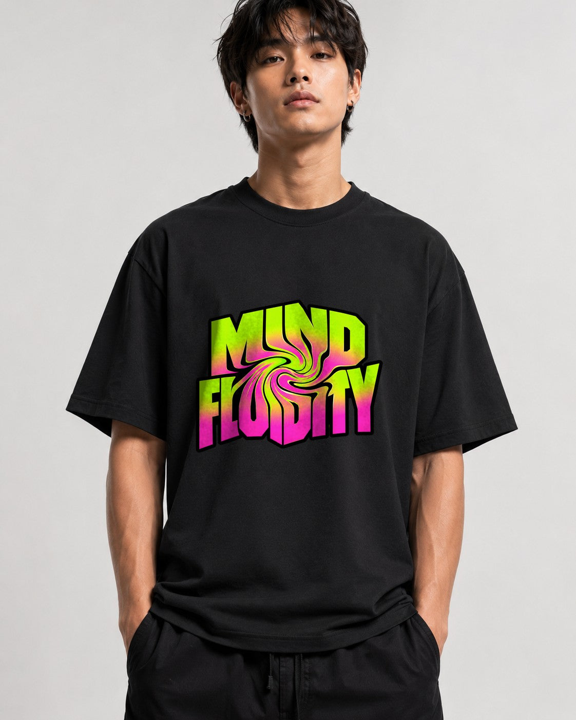 Mind Fluidity Psychedelic Trippy Swirl Graphic Tee - Black
