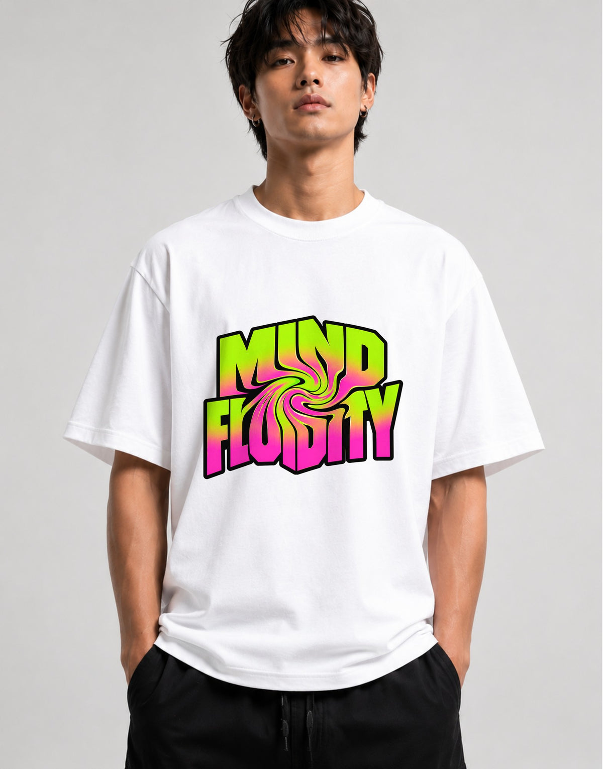 Mind Fluidity Psychedelic Trippy Swirl Graphic Tee - White