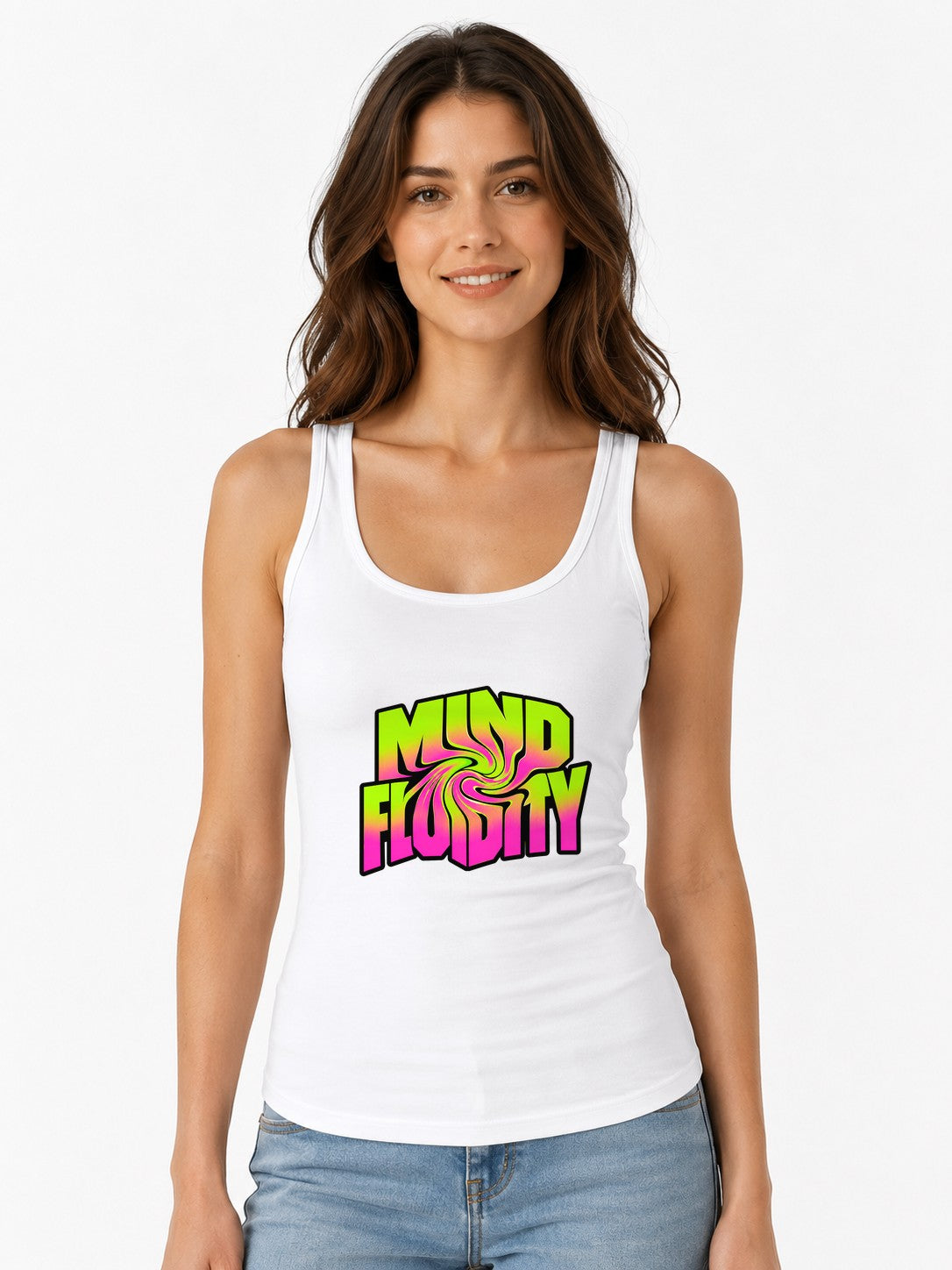 Mind Fluidity Psychedelic Trippy Swirl Graphic Tee - White