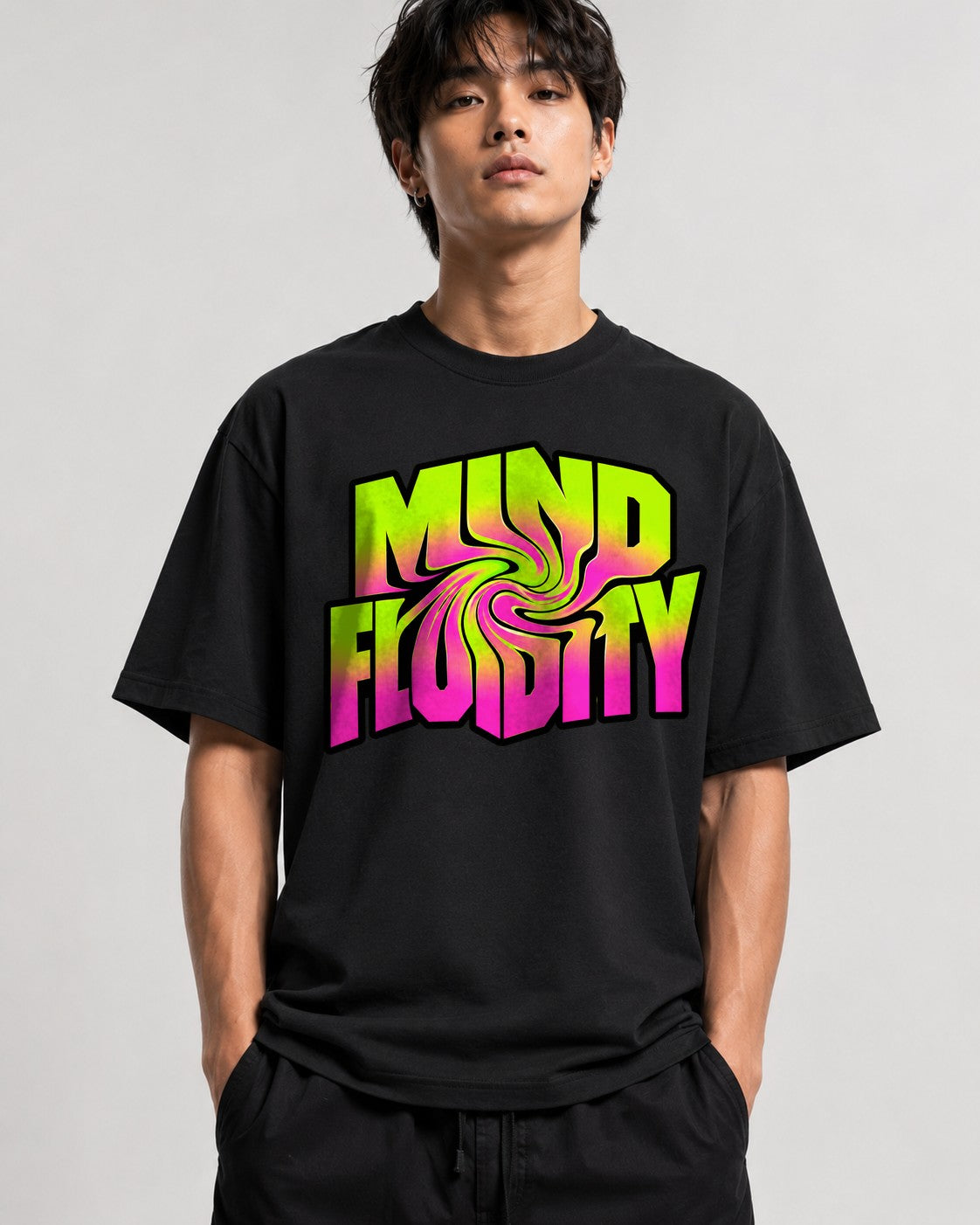 Mind Fluidity Trippy Liquid Swirl Ps - Black