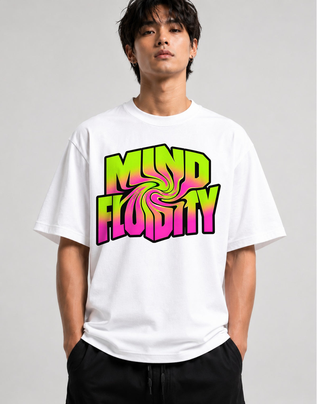 Mind Fluidity Trippy Liquid Swirl Ps - White