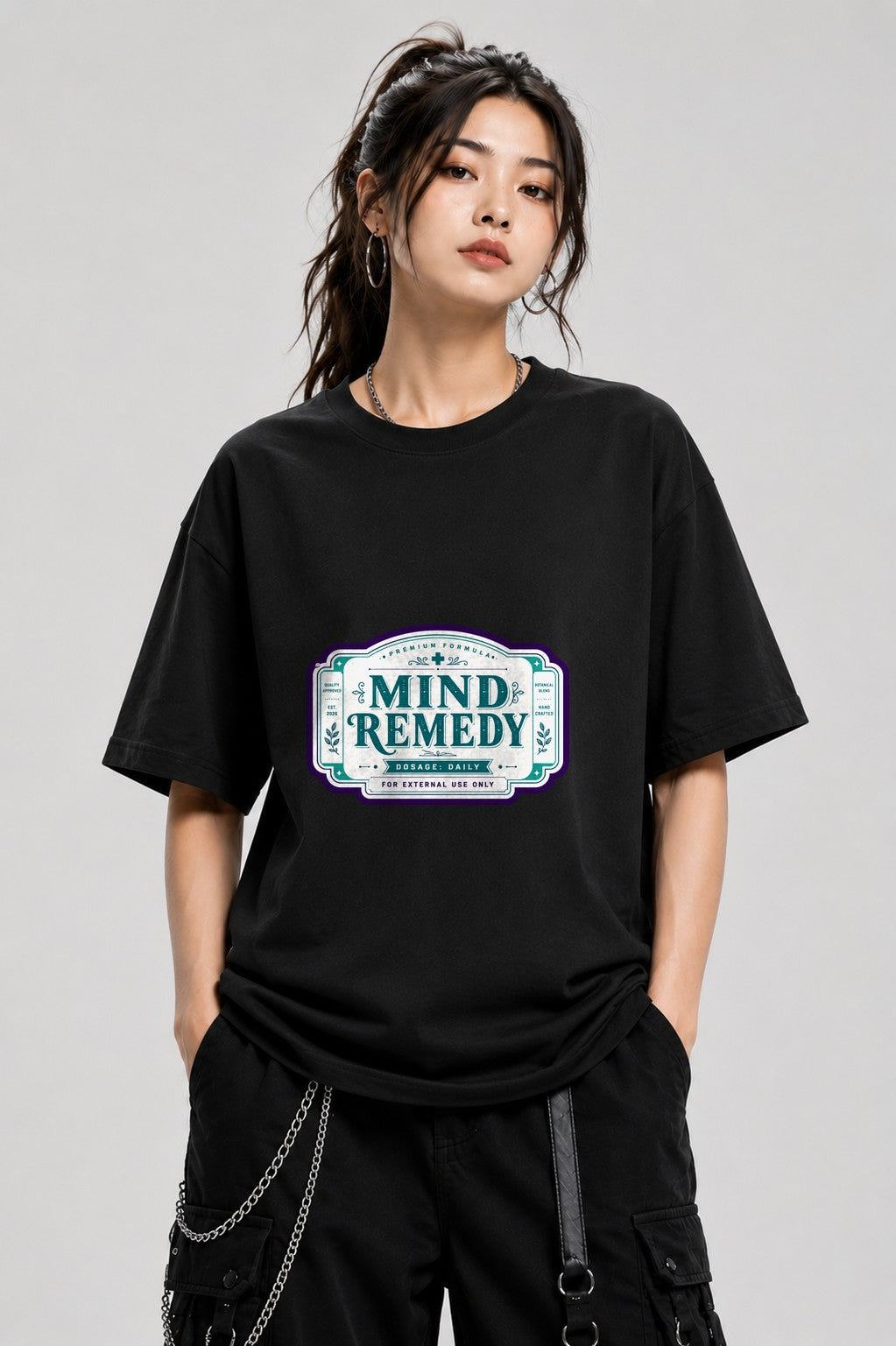 Mind Remedy Vintage Label Apothecary Pharmacy Shirt - Black
