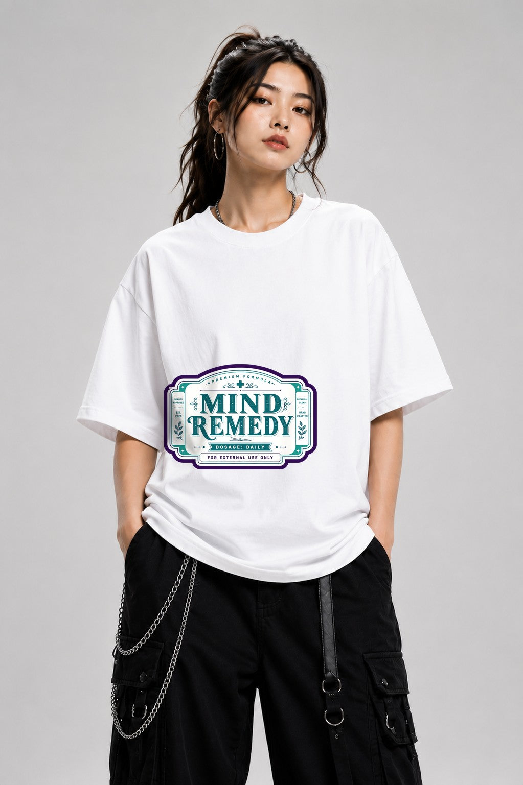 Mind Remedy Vintage Label Apothecary Pharmacy Shirt - White