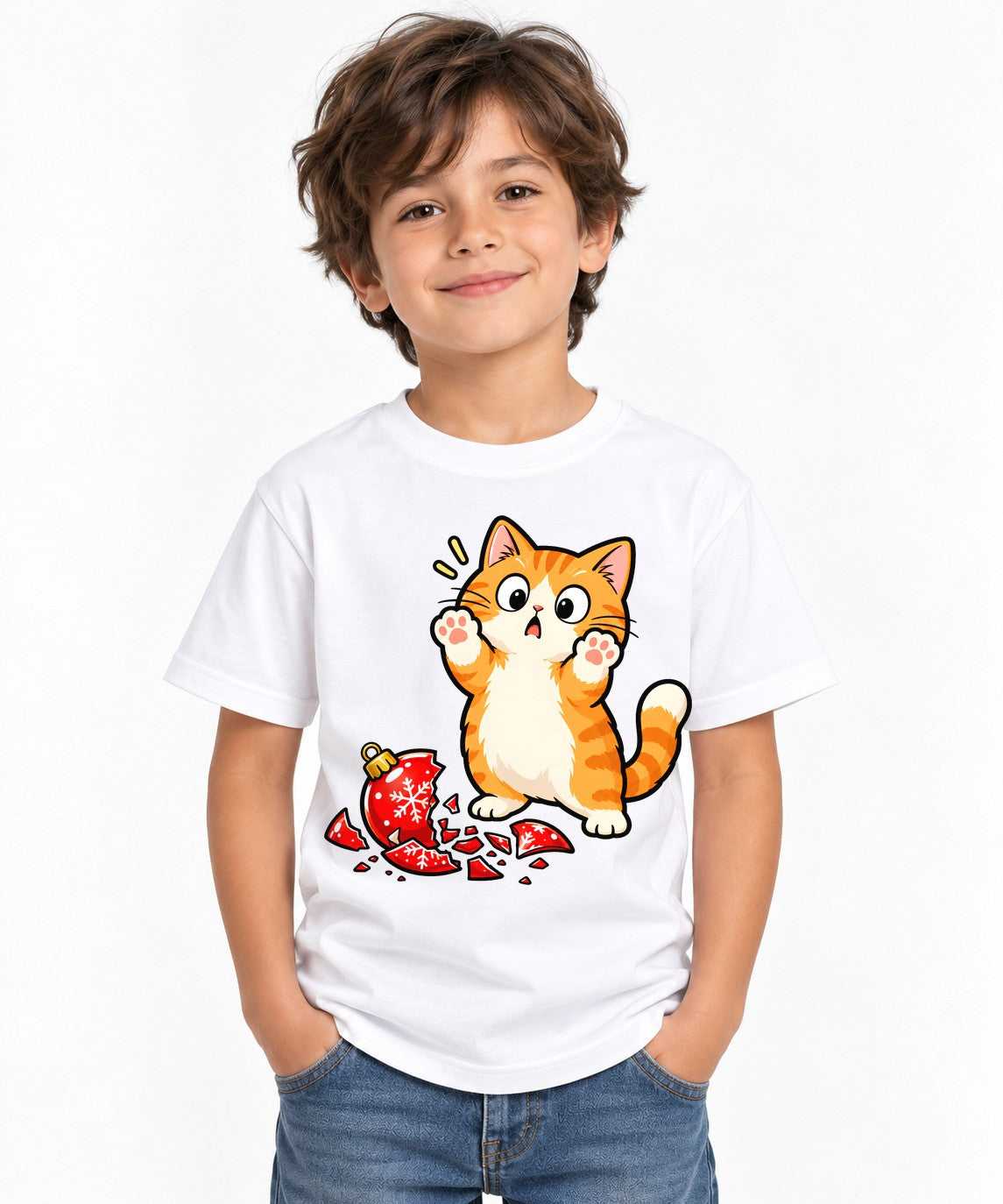 Mischievous Christmas Kitten - White