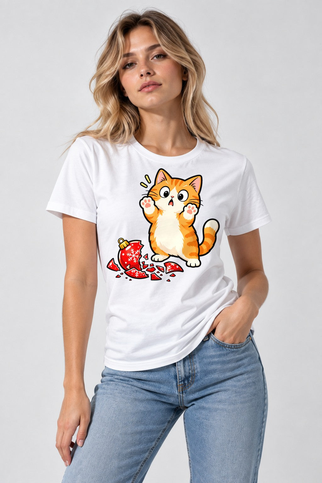 Mischievous Christmas Kitten - White