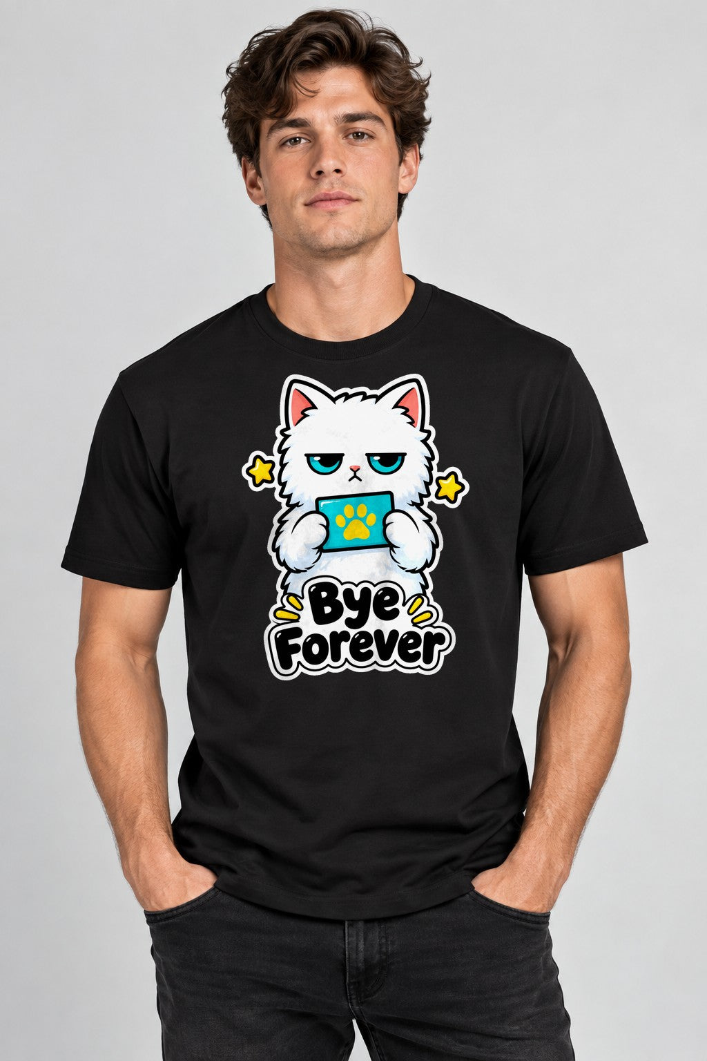 Moody White Cat Vanishing - Black