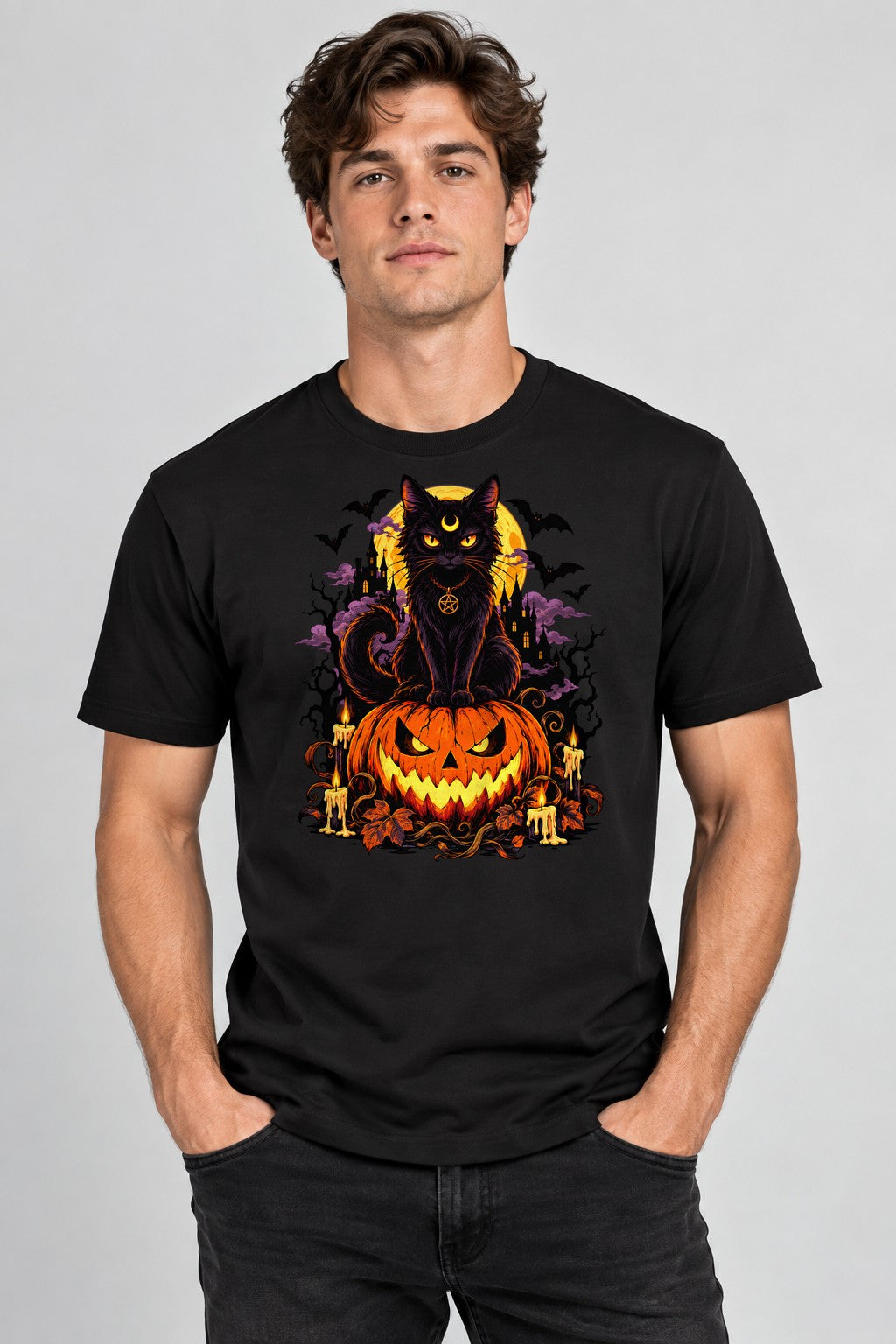 Moonlit Black Cat - Black