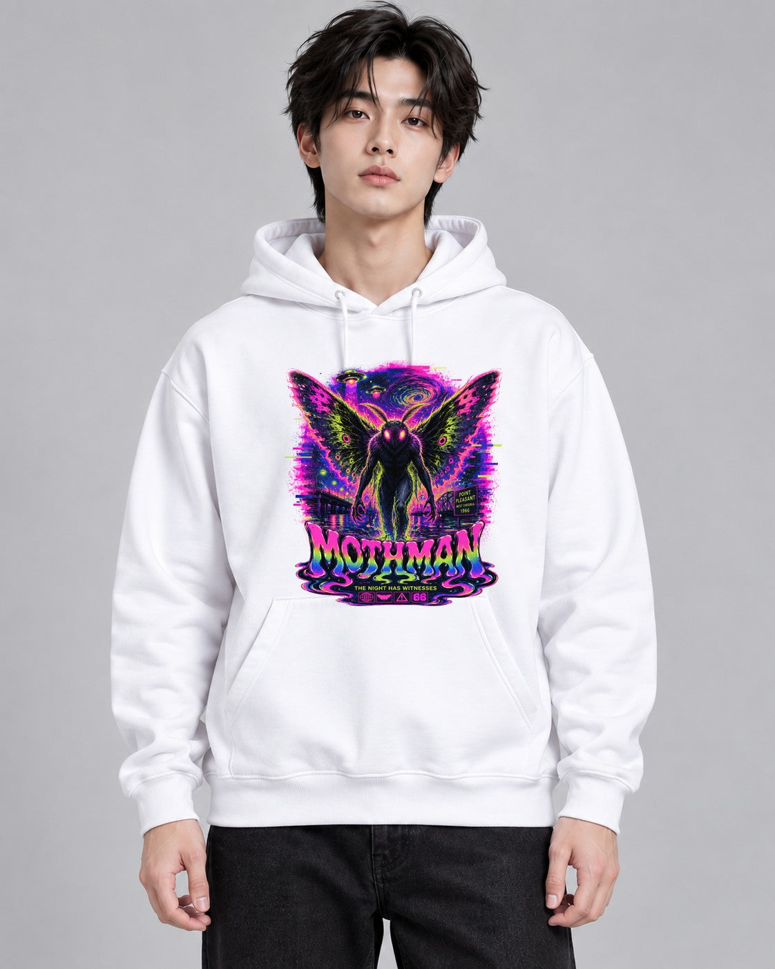 Mothman Cryptid Neon Psychedelic Poi - White