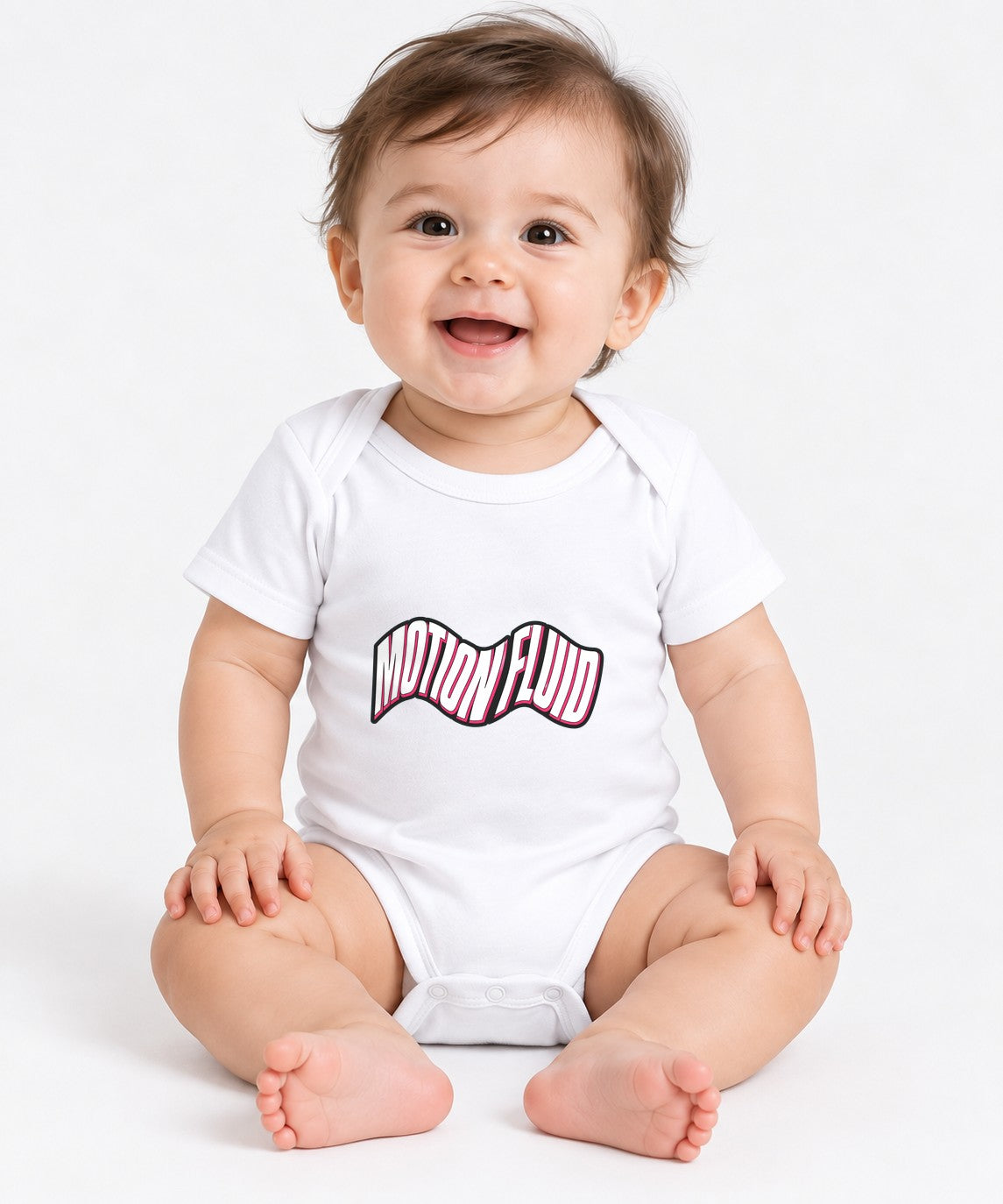 Motion Fluid Wavy Text Graphic Tee - Retro Typography Design - White