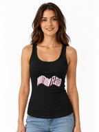 Motion Fluid Wavy Text Graphic Tee - Retro Typography Design - Black