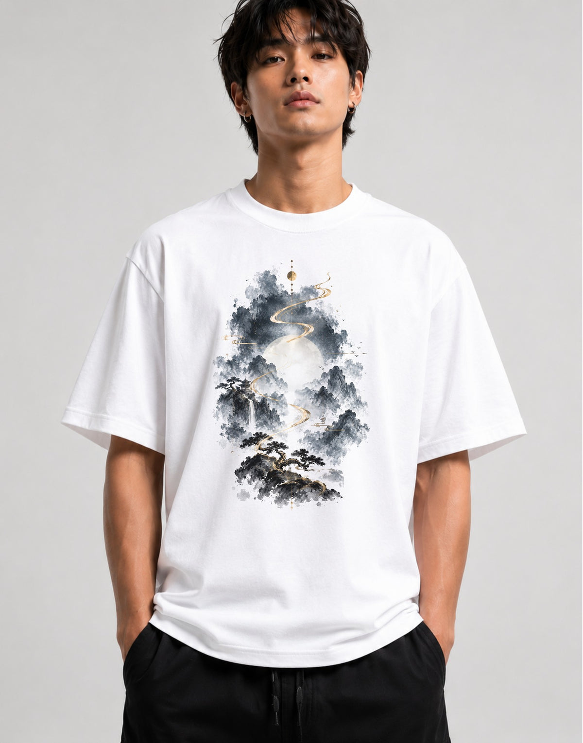 Mountain Path Moon - White