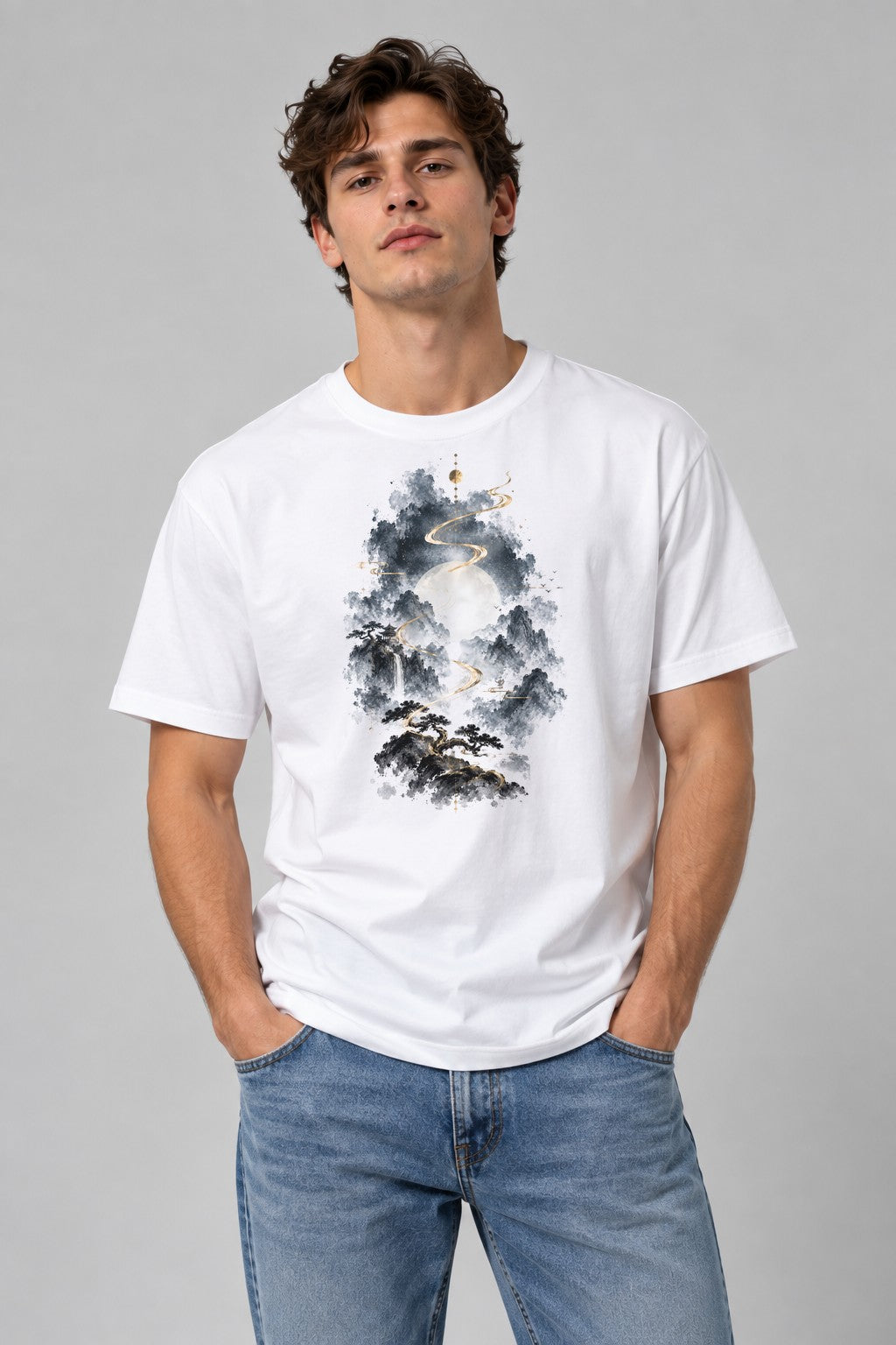 Mountain Path Moon - White