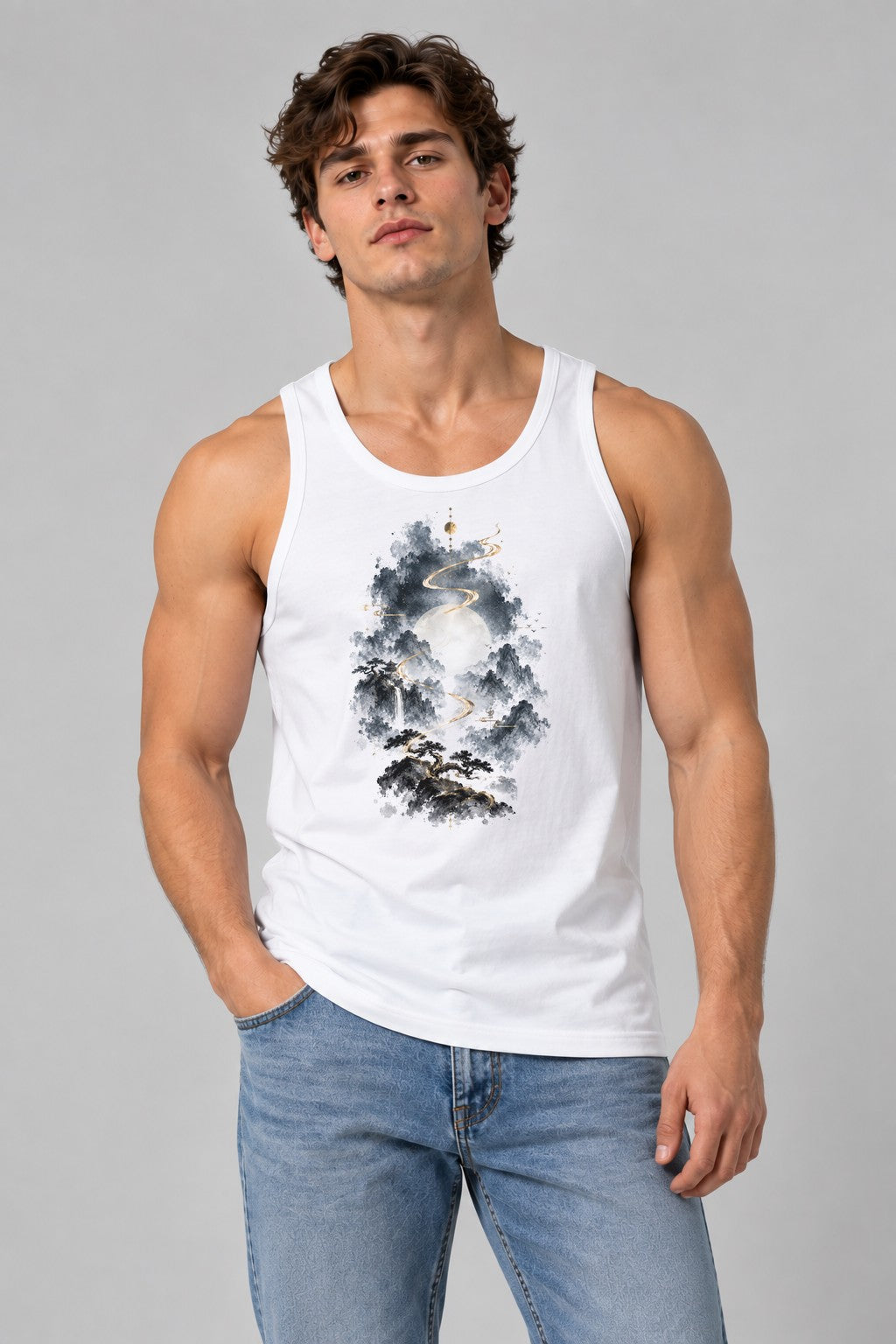 Mountain Path Moon - White