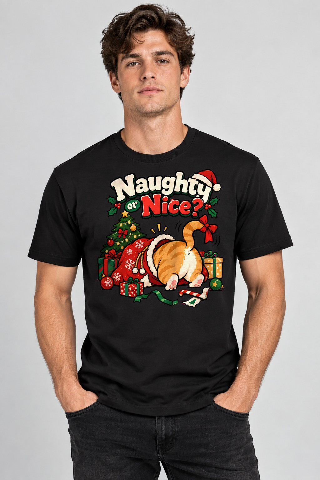 Naughty Or Nice Cat - Black