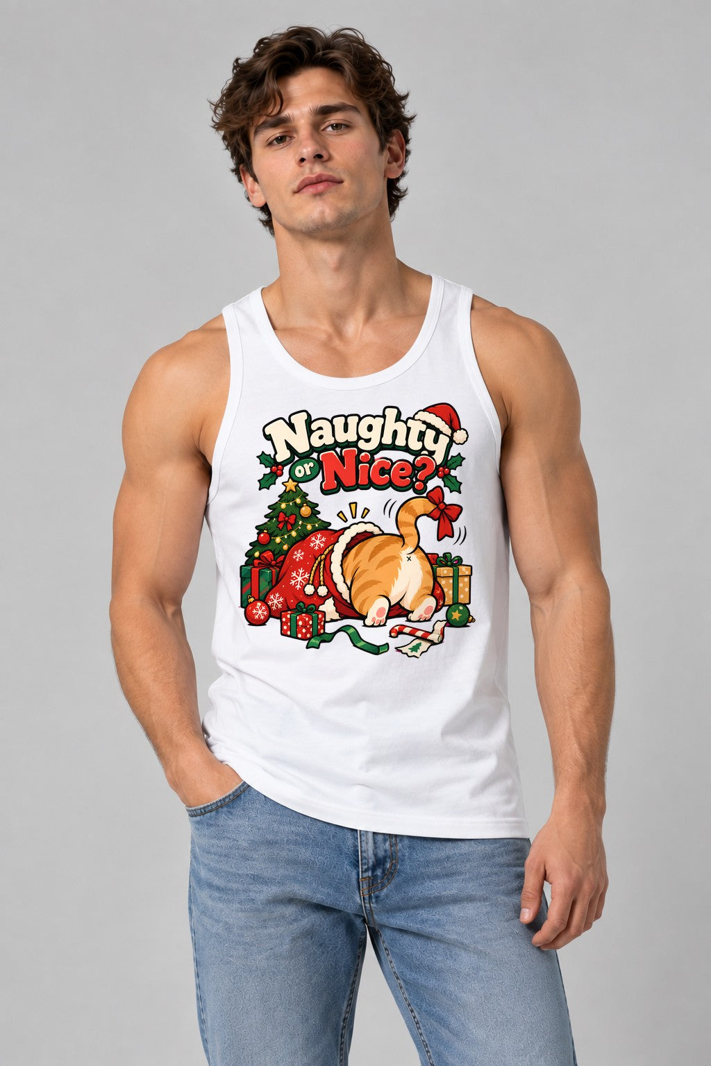 Naughty Or Nice Cat - White