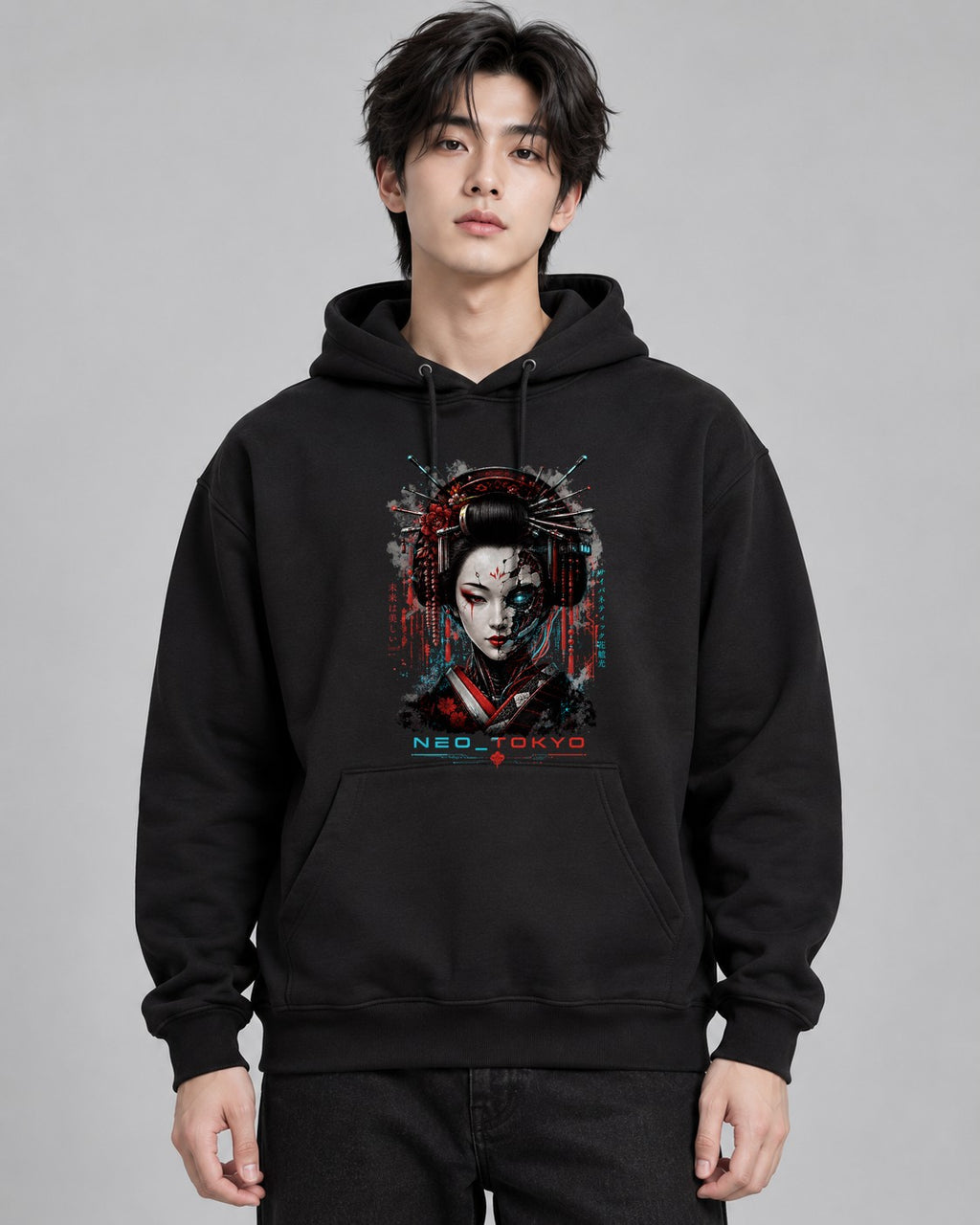 Neo Tokyo Cyborg Geisha Cyberpunk Ja - Black