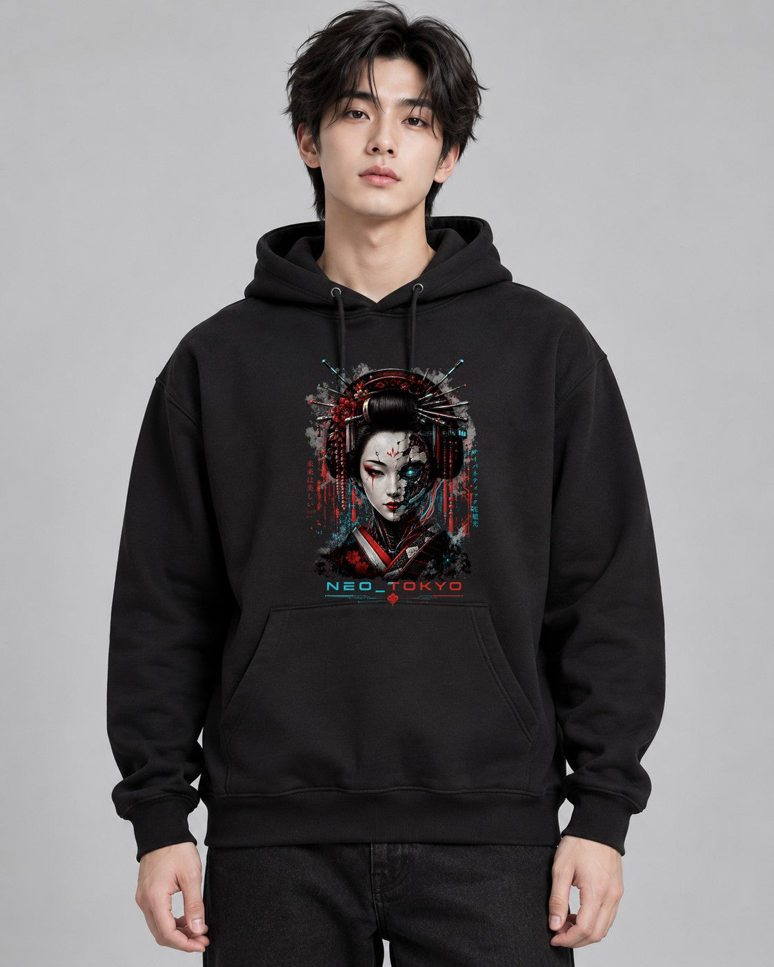 Neo Tokyo Cyborg Geisha Cyberpunk Ja - Black