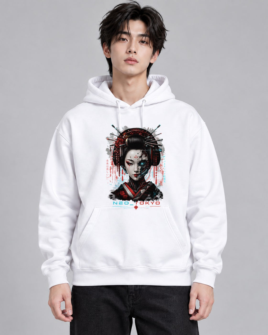 Neo Tokyo Cyborg Geisha Cyberpunk Ja - White