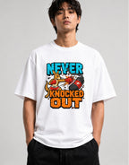 Never Knocked Out Kangaroo Boxing Graphic Tee - Tough Animal Fighter - White