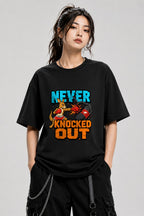 Never Knocked Out Kangaroo Boxing Graphic Tee - Tough Animal Fighter - Black