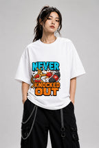Never Knocked Out Kangaroo Boxing Graphic Tee - Tough Animal Fighter - White