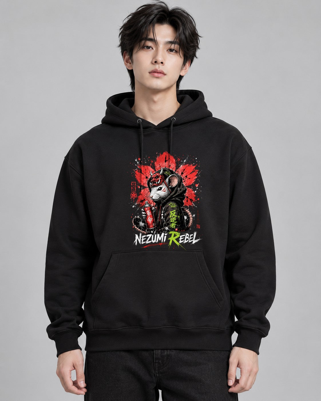 Nezumi Rebel Japanese Oni Mask Graff - Black