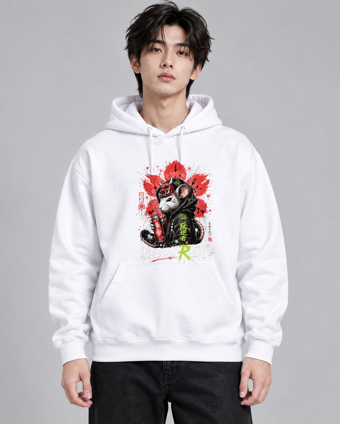 Nezumi Rebel Japanese Oni Mask Graff - White