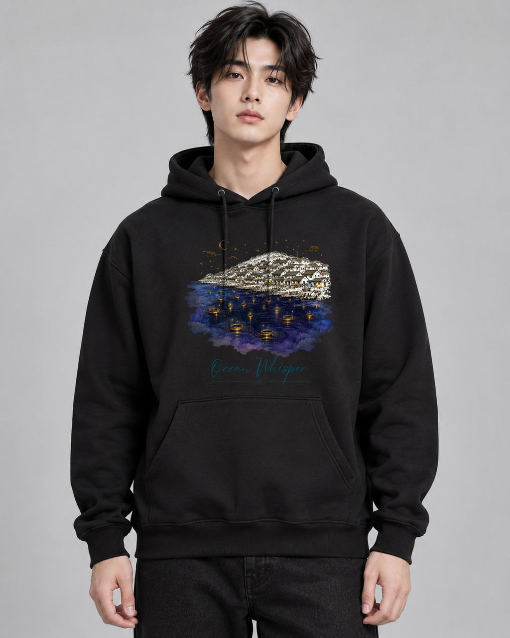 Night Fishing Village - Black