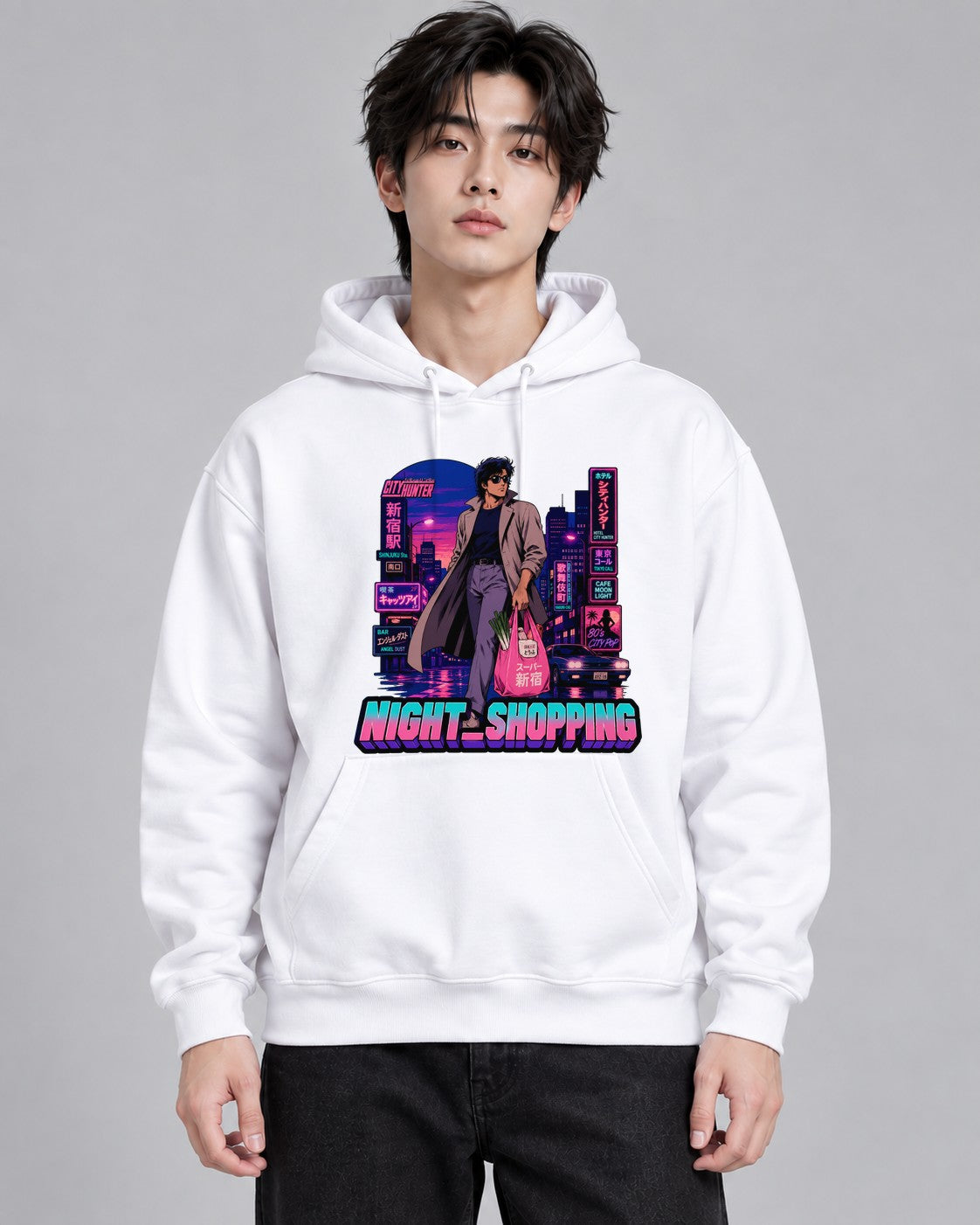 Night Shopping Retro 80s City Pop Sy - White