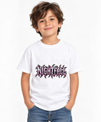 Nightfall Prophecy Gothic Metal Lettering Graphic Tee - White