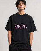 Nightfall Prophecy Gothic Metal Lettering Graphic Tee - Black