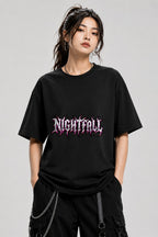 Nightfall Prophecy Gothic Metal Lettering Graphic Tee - Black