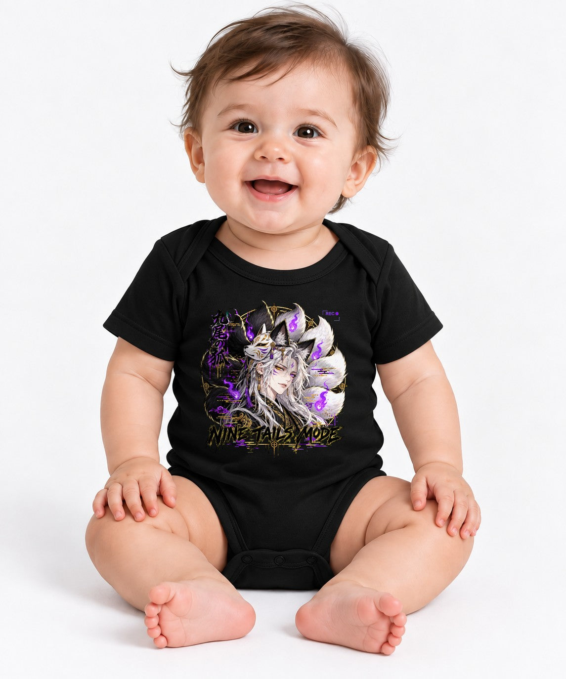 Nine Tails Mode Kitsune Anime T-Shirt - Japanese Fox Spirit - Black