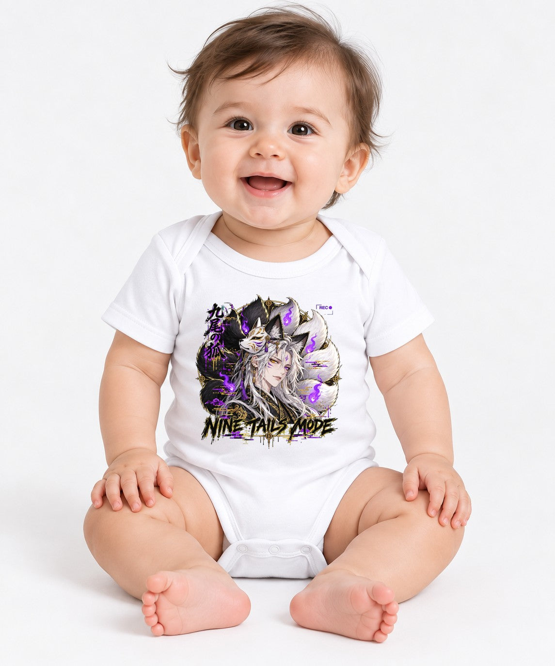 Nine Tails Mode Kitsune Anime T-Shirt - Japanese Fox Spirit - White