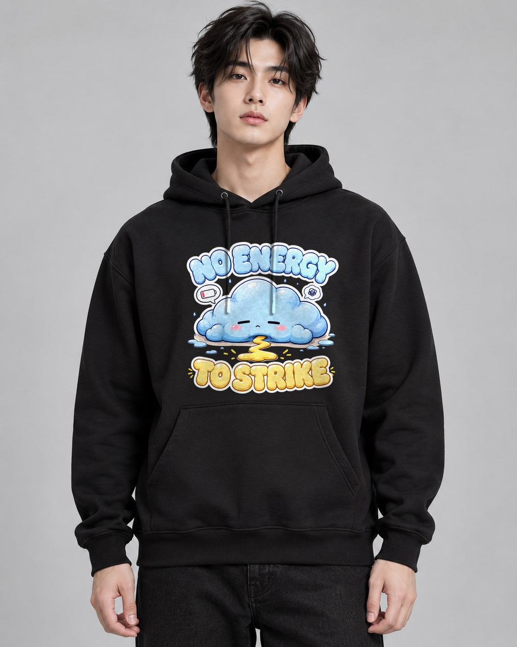 No Energy To Strike - Cute Exhausted - Black