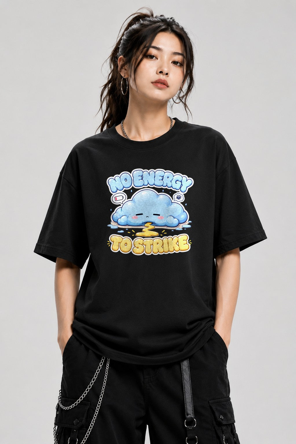 No Energy To Strike - Cute Exhausted - Black