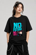 No Future No Cry Anime Streetwear Graphic - Cyberpunk Style - Black