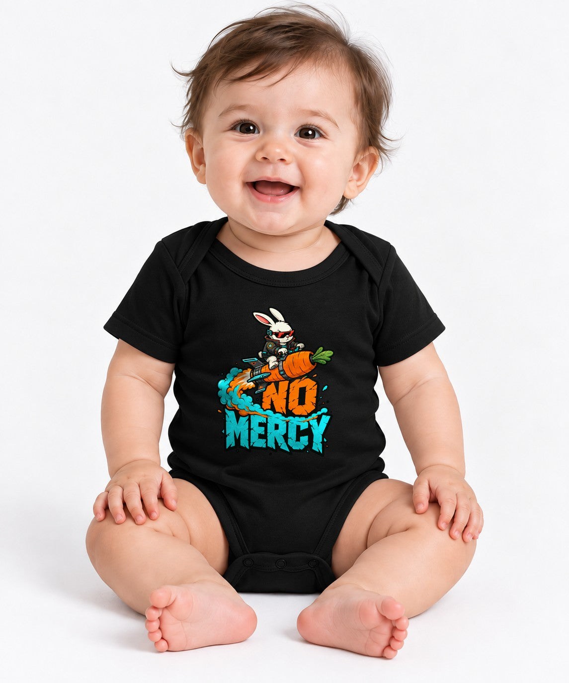 No Mercy Rocket Bunny Graphic Tee - Cool Street Art Style - Black