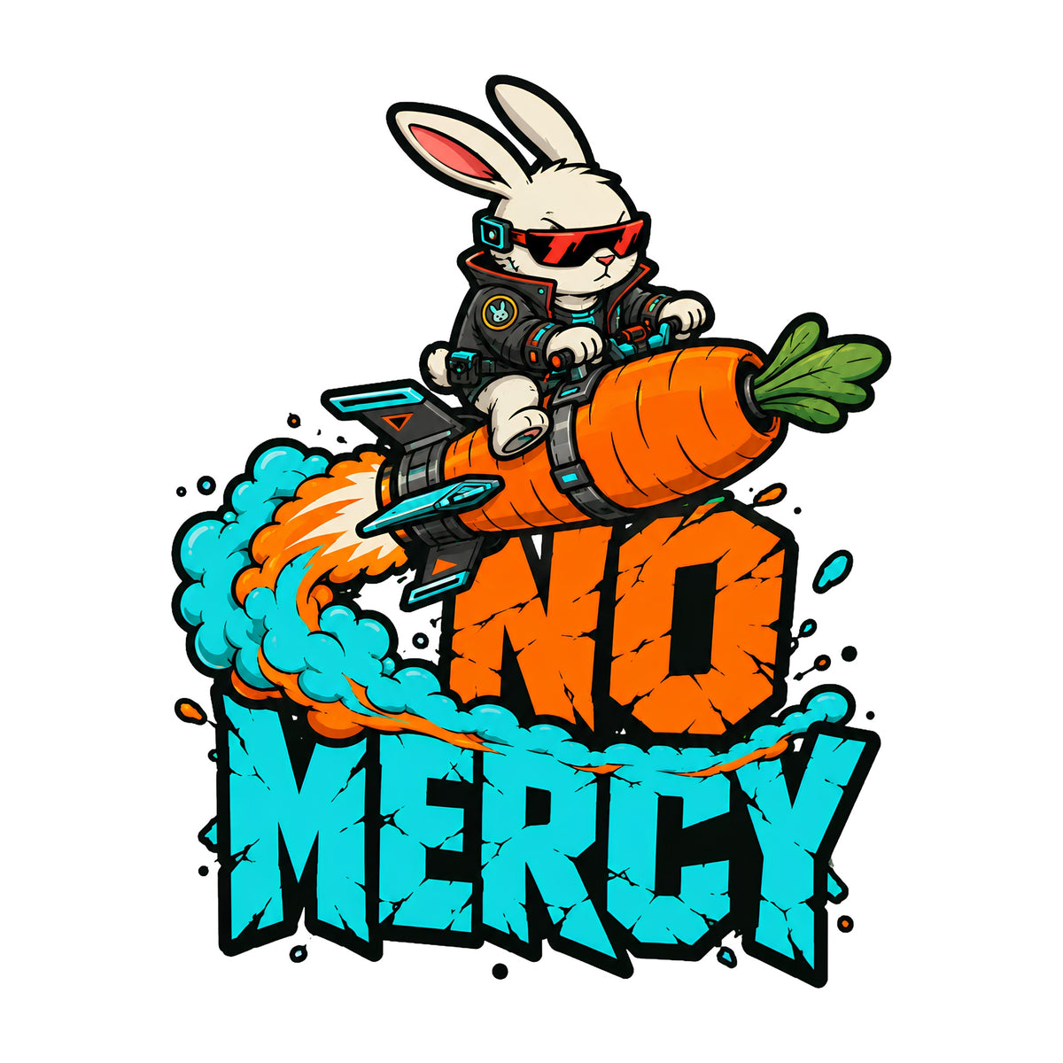 No Mercy Rocket Bunny Graphic Tee - Cool Street Art Style