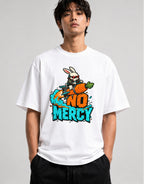 No Mercy Rocket Bunny Graphic Tee - Cool Street Art Style - White