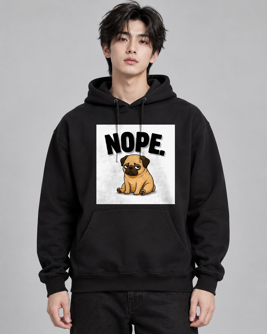 Nope Stubborn Pug Lazy Mood Funny Do - Black