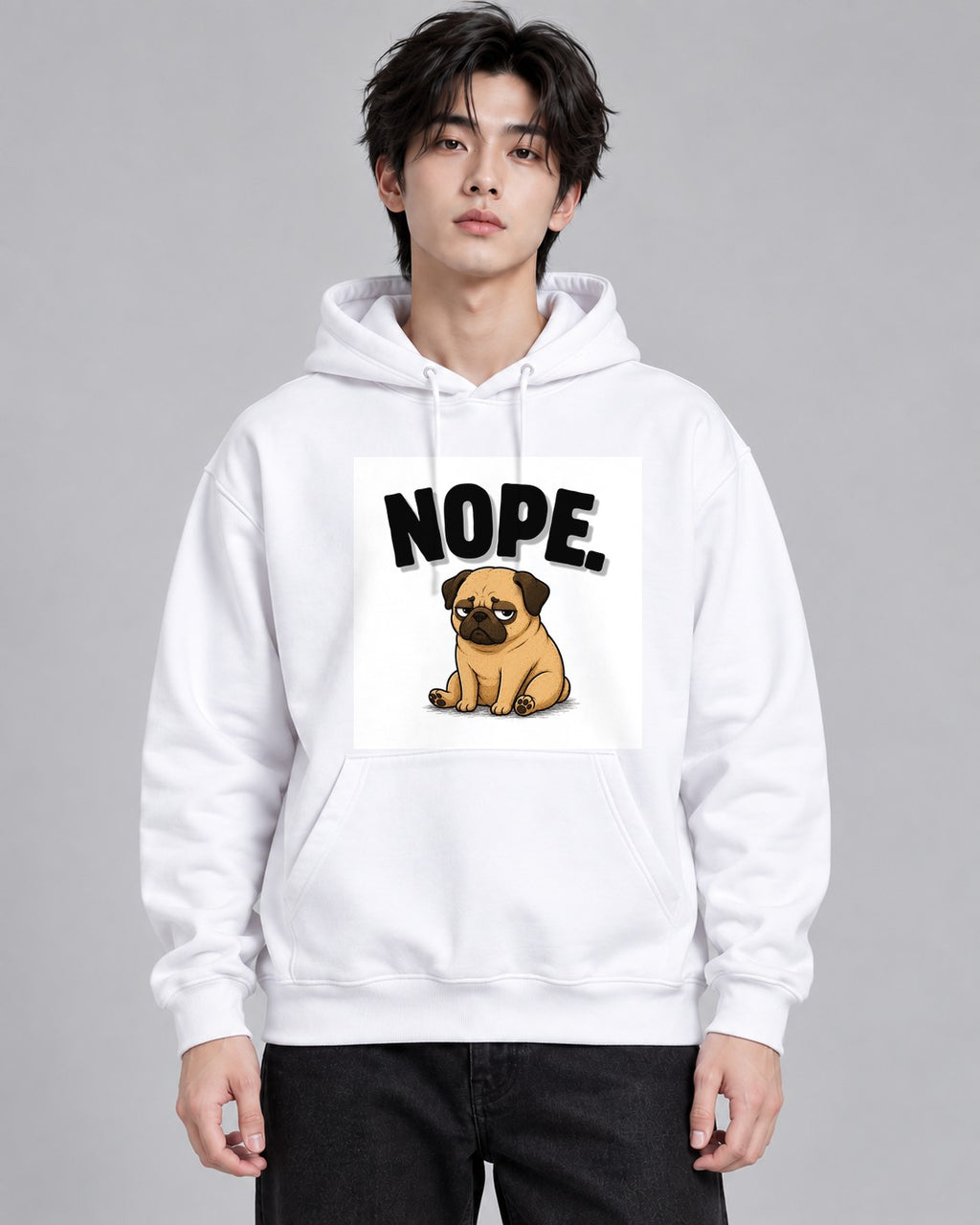 Nope Stubborn Pug Lazy Mood Funny Do - White