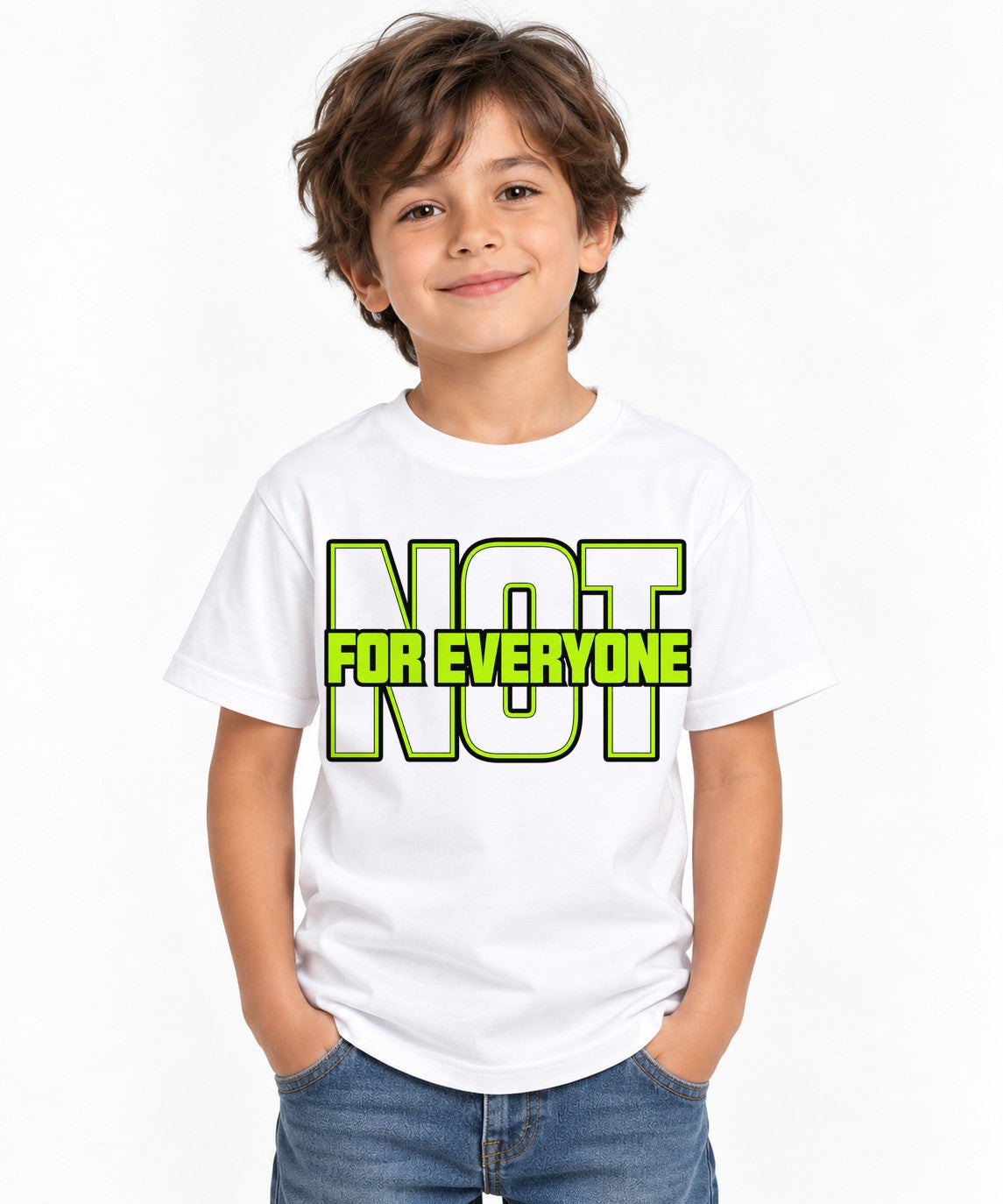 Not For Everyone Neon Green Outlined Streetwear Typography - White