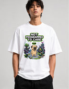 Not Programmed To Care Pug Shirt - Retro Pixel Gaming Glitch Tee - White