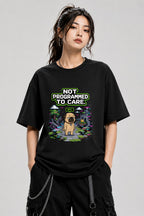 Not Programmed To Care Pug Shirt - Retro Pixel Gaming Glitch Tee - Black