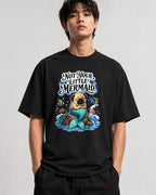 Not Your Little Mermaid Pug Shirt - Funny Mermaid Dog Graphic Tee - Black