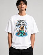 Not Your Little Mermaid Pug Shirt - Funny Mermaid Dog Graphic Tee - White